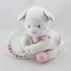 Doudou mouton blanc gris rose hochet NICOTOY