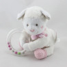 Doudou mouton blanc gris rose hochet NICOTOY