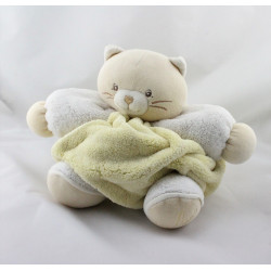 Doudou chat plume jaune blanc KALOO 