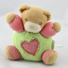 Mini Doudou ours vert rose coeur KALOO
