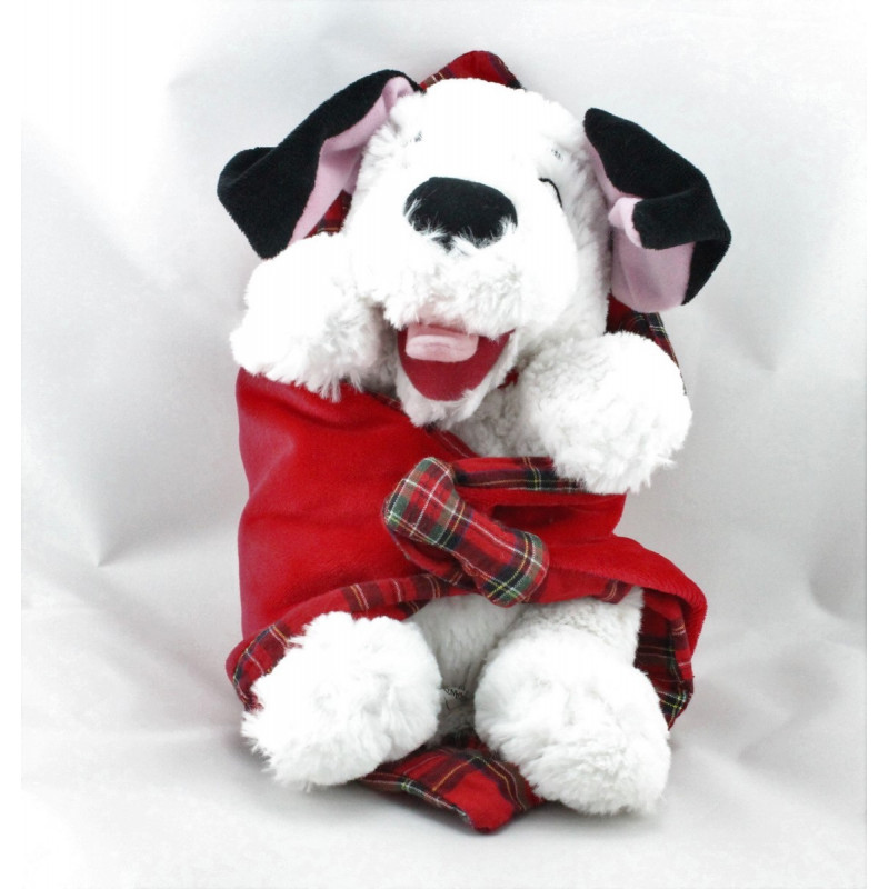 Doudou chien dalmatien mouchoir couverture rouge carreaux DISNEY 