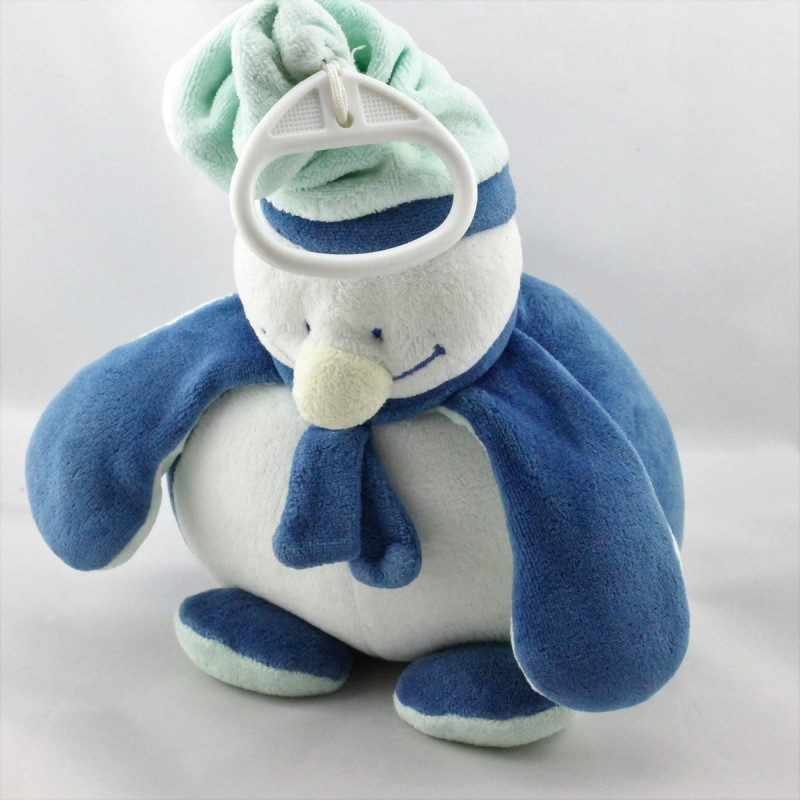 Doudou musical pingouin bleu blanc NOUKIE'S