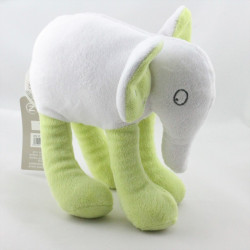 Doudou éléphant blanc vert GRAIN DE BLE