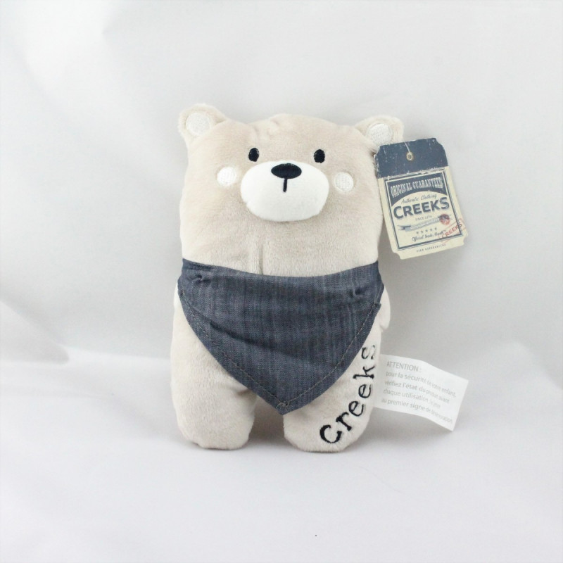 Doudou ours gris foulard bleu jean Creeks LA HALLE