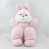 Doudou lapin rose salopette NOUNOURS