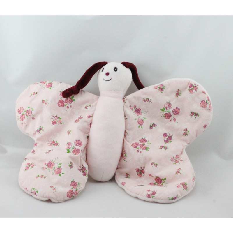 Doudou papillon rose fleurs NOUNOURS