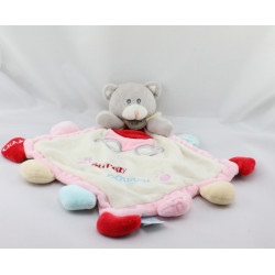 Doudou plat chat gris vert Super Doudou BABY NAT 