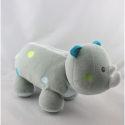 Doudou range pyjama rhinocéros gris bleu vert SUCRE D'ORGE