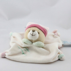 Doudou et compagnie plat ours blanc rose vert 