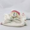 Doudou et compagnie plat ours blanc rose vert 