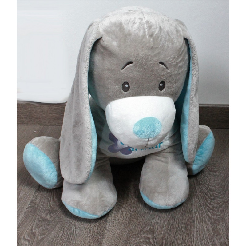 Doudou chien gris bleu Arthur et Lola BEBISOL 