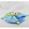 Doudou plat rond lapin bleu vert MAXITA