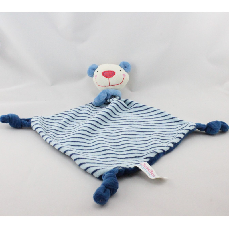 Doudou plat souris ours bleu rayé Dodo d'amour MGM