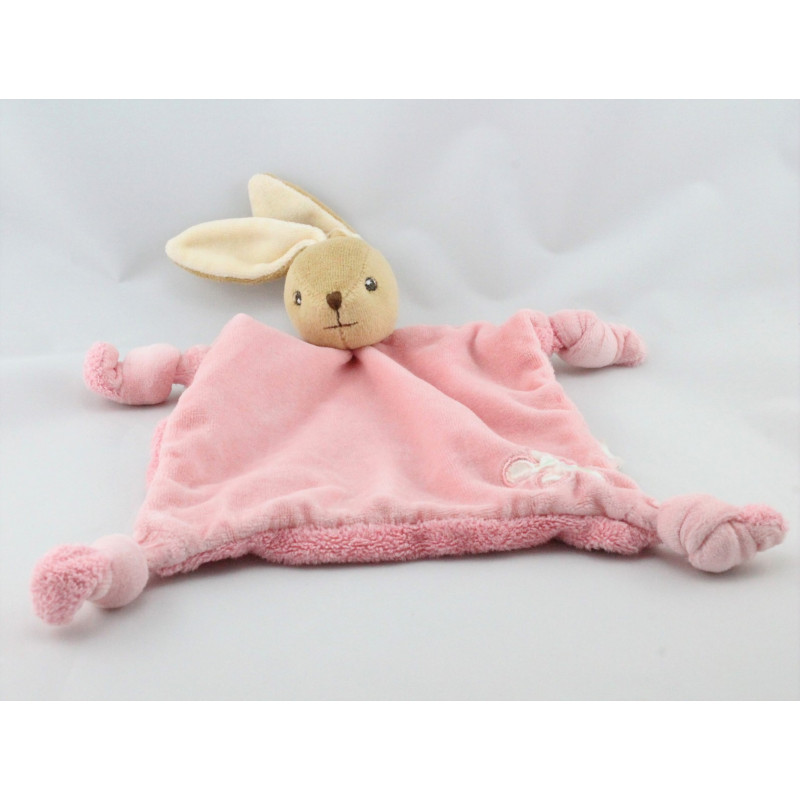 Doudou plat lapin rose fleurs Lilirose KALOO