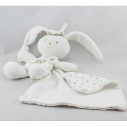 Doudou plat lapin blanc couronnes mouchoir BERLINGOT