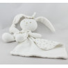 Doudou plat lapin blanc couronnes mouchoir BERLINGOT