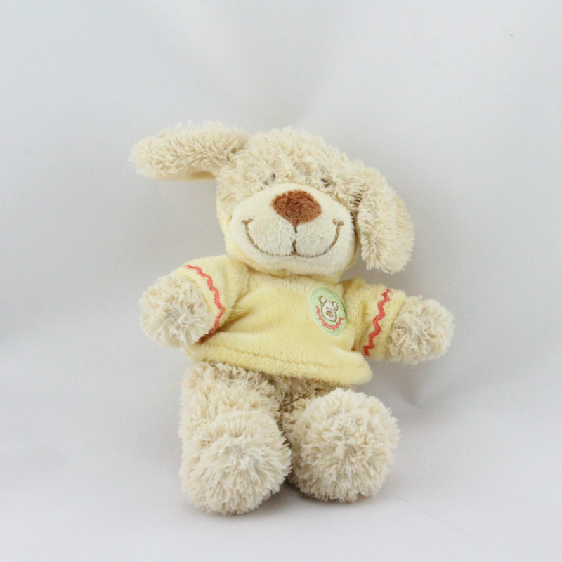 Doudou chien sweat capuche jaune NICOTOY 30 cm