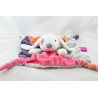 Doudou plat lapin rose violet gris orange blanc OBAIBI