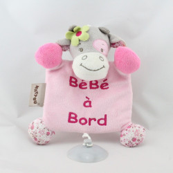 Doudou vache griss rose BEBE A BORD NATTOU