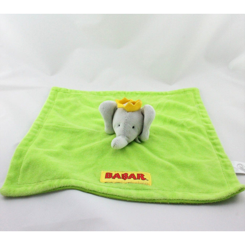 Doudou plat bleu jaune étoiles BABAR POUR BEBE 