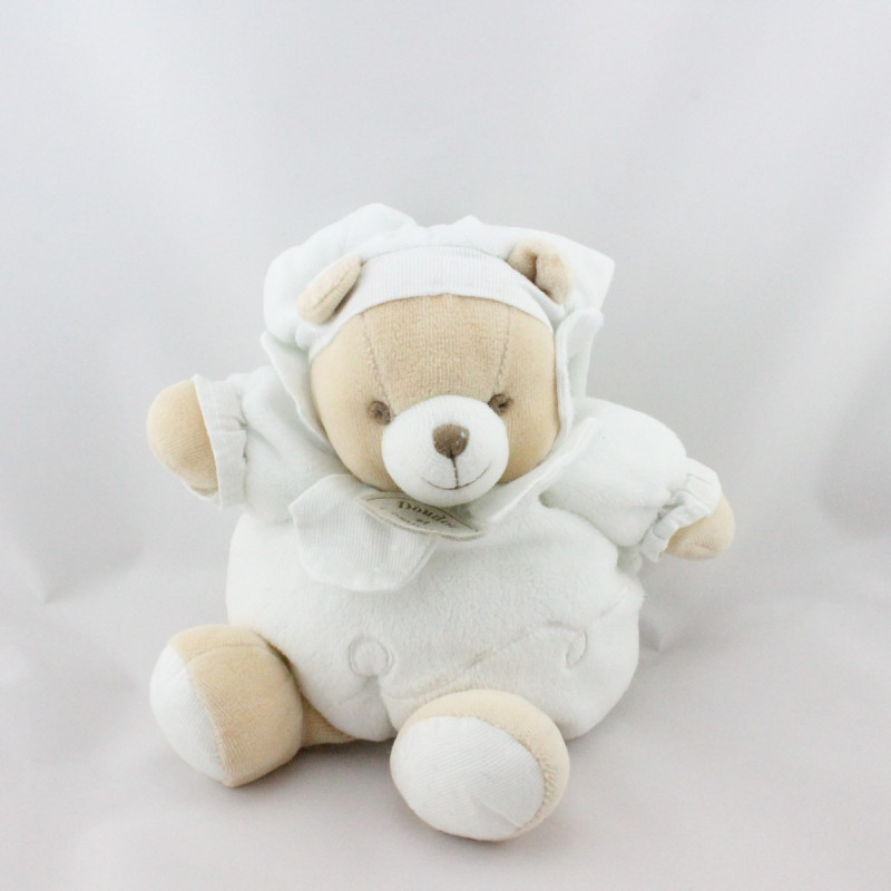 Doudou et compagnie ours boule blanc mouchoir 
