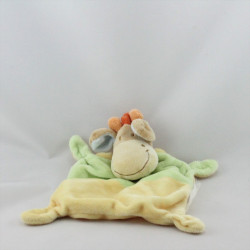 Doudou plat girafe jaune vert NICOTOY