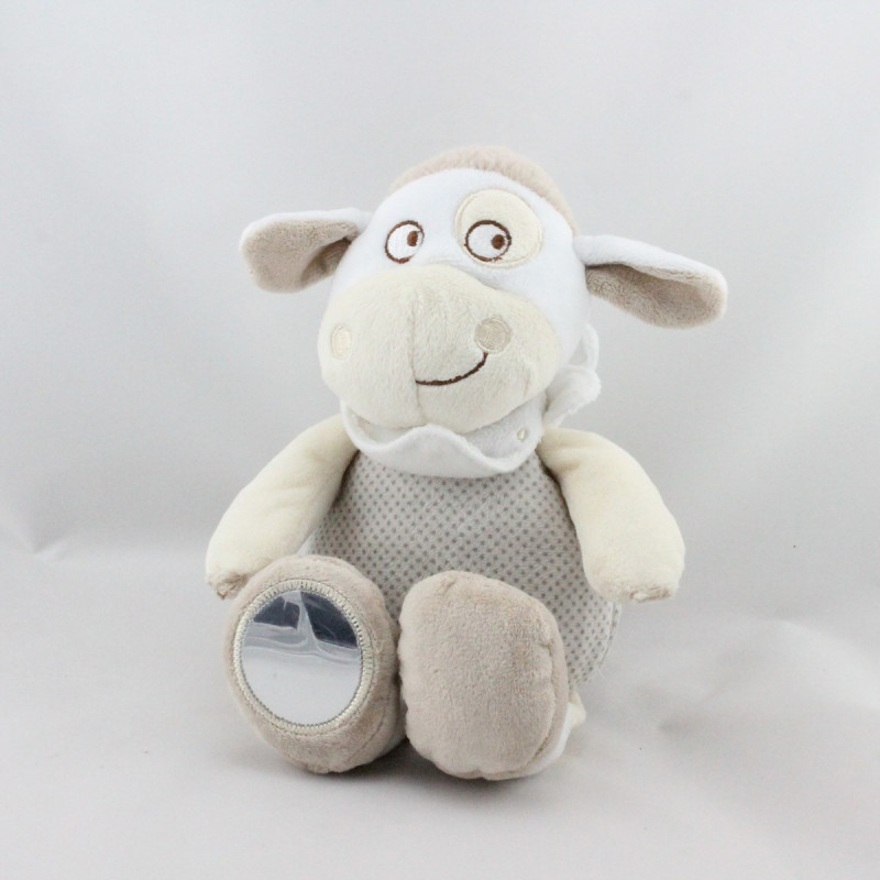 Doudou vache beige écru gris pois MOTS D'ENFANTS