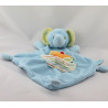 Doudou plat éléphant bleu oiseau orange BEBEREVE