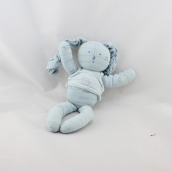 Doudou Lapin bleu ciel oiseaux PETIT BATEAU