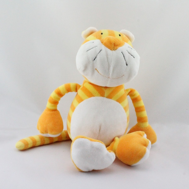 Doudou tigre chat jaune orange rayé BABYSUN NURSERY