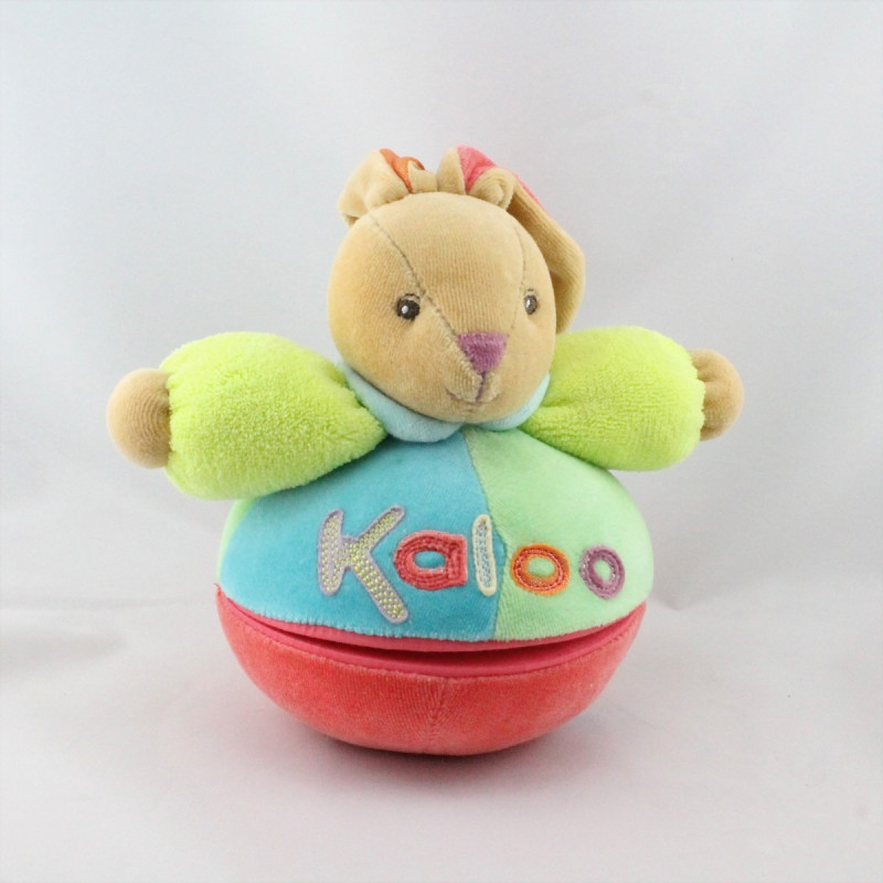 Doudou musical lapin boule bleu vert rouge POP KALOO