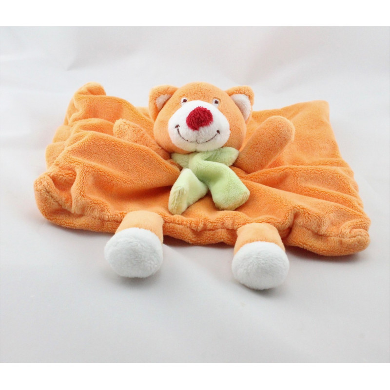 Doudou plat hochet lapin blanc beige KIMBALOO