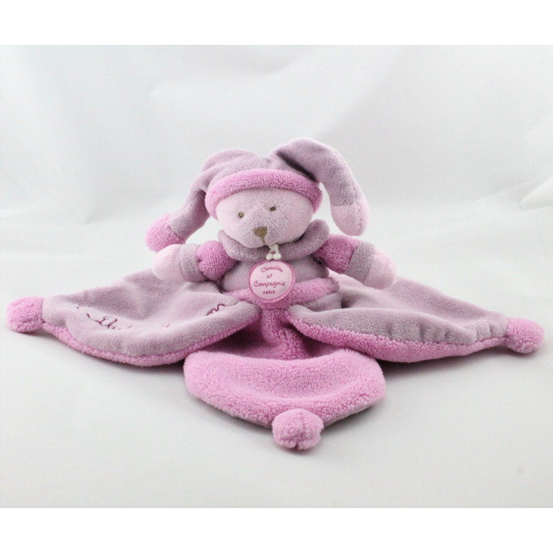 Doudou et compagnie plat ours Douceur Macaron rose