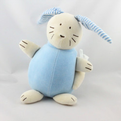 Doudou musical lapin bleu rayé JACADI 