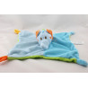 Doudou plat éléphant bleu vert orange BAMBIA