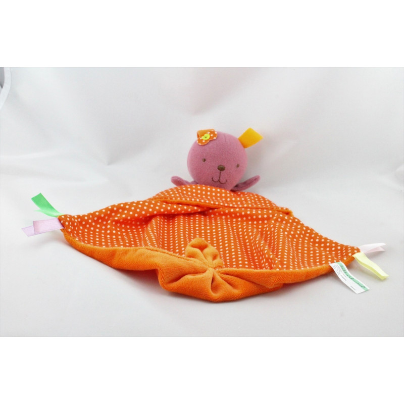 Doudou plat lapin rose orange pois ZEEMAN