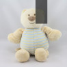 Doudou chat ours beige bleu rayé AMTOYS BENGY