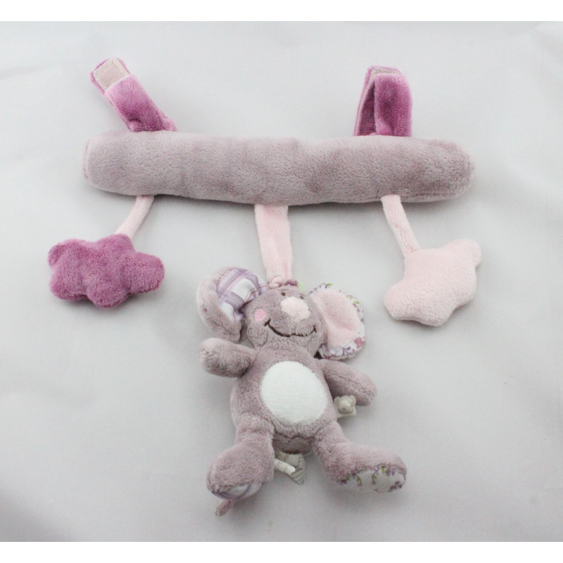 Mobile Arche d'activités doudou souris mauve rose fleurs NOUKIE'S