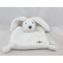 Doudou plat lapin blanc gris empreinte NICOTOY