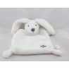 Doudou plat lapin blanc gris empreinte NICOTOY
