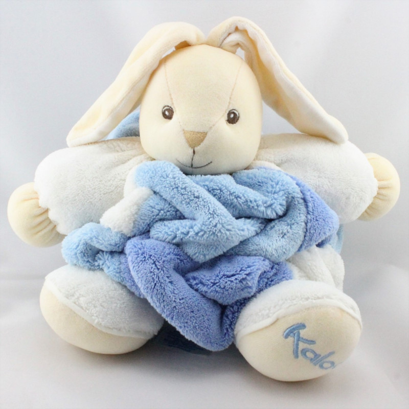 Doudou lapin plume blanc bleu KALOO