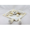 Doudou plat lapin beige blanc rayé echarpe marron SIMBA TOYS NICOTOY
