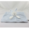 Doudou plat lapin bleu blanc la tendresse OBAIBI 