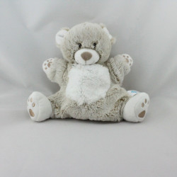 Doudou plat marionnette ours beige blanc TEX BABY 