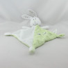 Doudou plat lapin blanc vert canards VETIR