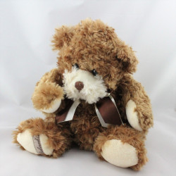 Peluche ours beige marron noeud rubans BUKOWSKI