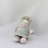 Mini Doudou chat gris rose robe fleurs BENGY