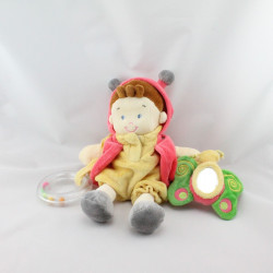 Doudou poupée garçon coccinelle rouge jaune hochet miroir NICOTOY
