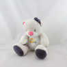 Doudou ours blanc beige rose violet Arthur et Lola BEBISOL