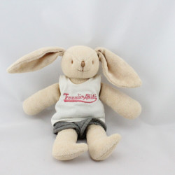 Doudou lapin beige blanc gris Trousselier Athletic